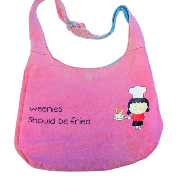 Weenies Should Be Fried Angry Little Girls by Lela Lee Hobo Bag Tie Tote - Picture 1 of 7